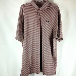 Under Armour Heat Gear Loose Gray And Orange Polo Shirt Size 2XL